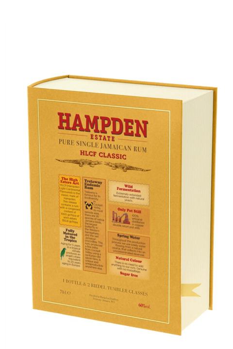 Hampden Estate HLCF Overproof Gaveæske med 2 Glas Rom Hampden Estate HLCF Overproof Gaveæske med 2 Glas Rom