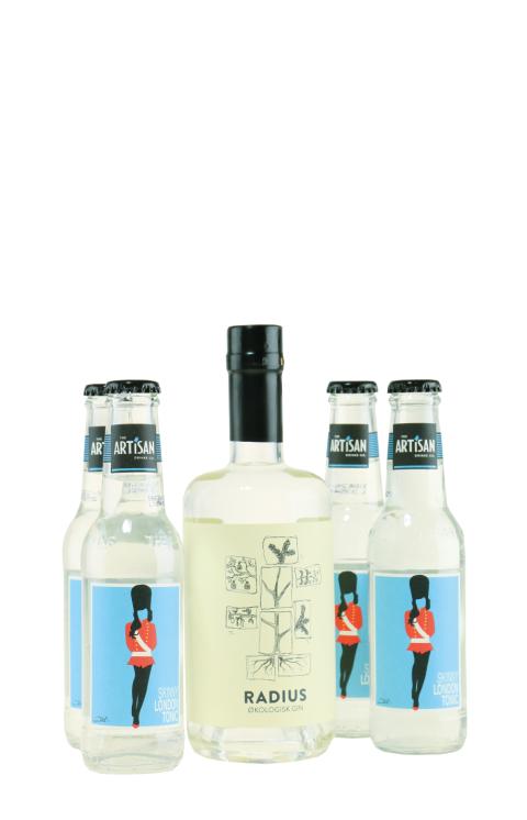 Radius Gin ØKO med 4 Tonics i Gaveæske Gin Radius Gin ØKO med 4 Tonics i Gaveæske Gin
